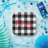 Kerstzwart en witte buffels papieren bordje (Feest)