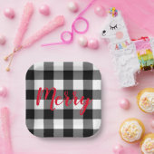 Kerstzwart en witte buffels papieren bordje (Feest)