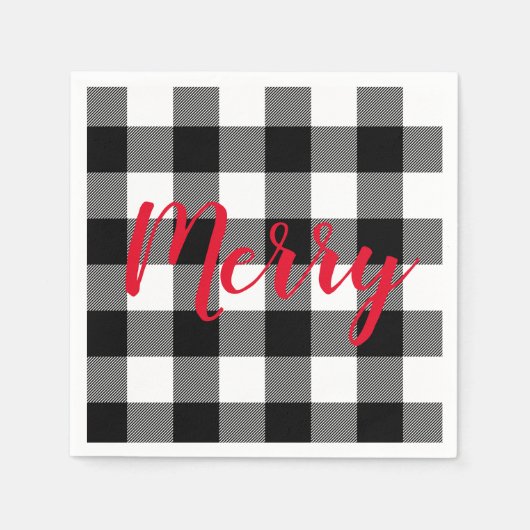 Kerstzwart en witte buffels servet (Voorkant)