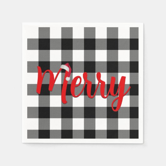 Kerstzwart en witte buffels servet (Voorkant)