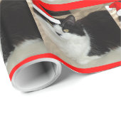 Kerstzwart en witte kat cadeaupapier (Rol Hoek)