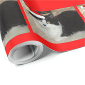 Kerstzwart en witte kat cadeaupapier (Rol Hoek)