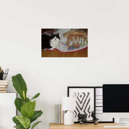 Kerstzwart en witte kat poster (Thuiskantoor)