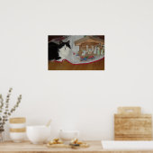 Kerstzwart en witte kat poster (Keuken)