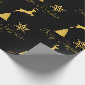 Kerstzwart & goud patroon cadeaupapier (Hoek)