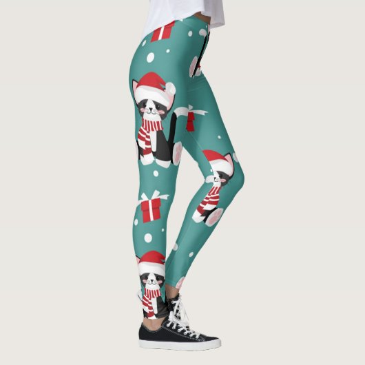 Kerstzwart Kat Leggings (Rechts)