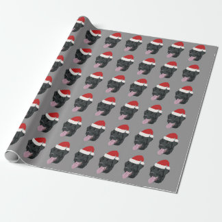 Kerstzwart lab cadeaupapier