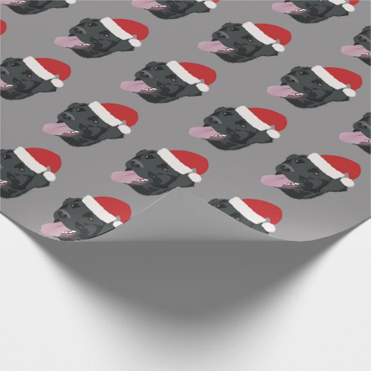 Kerstzwart lab cadeaupapier (Hoek)