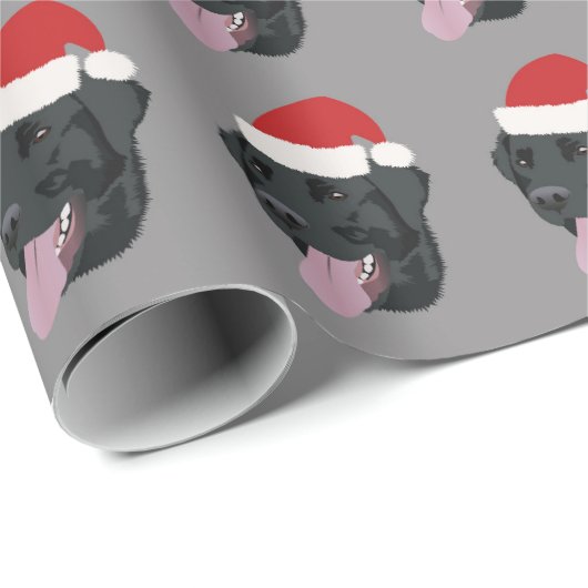 Kerstzwart lab cadeaupapier (Rol Hoek)