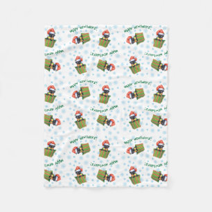 Kerstzwart lab fleece deken