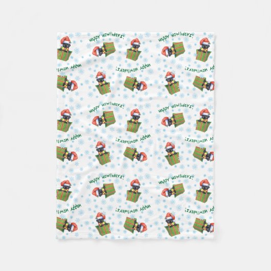 Kerstzwart lab fleece deken (Voorkant)