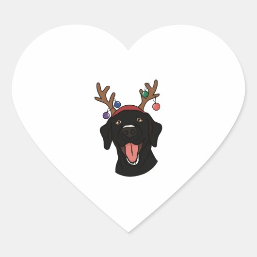 Kerstzwart lab hart sticker (Voorkant)