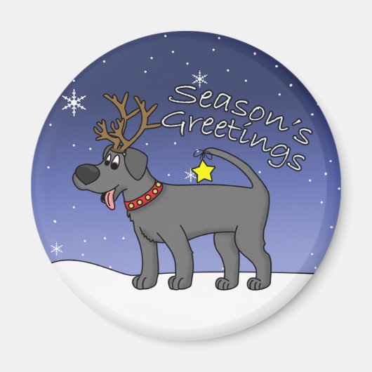Kerstzwart lab magneet (Voorkant)