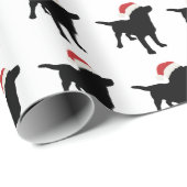 Kerstzwart lab met Pet voor kerstmis Cadeaupapier (Rol Hoek)