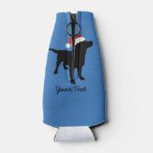 Kerstzwart lab met Pet voor kerstmis Flesjeskoeler (Achterkant)