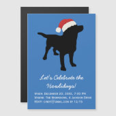 Kerstzwart lab met Pet voor kerstmis Magnetische Uitnodiging (Voorkant / Achterkant)