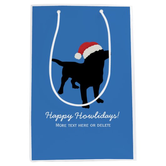 Kerstzwart lab met Pet voor kerstmis Medium Cadeauzakje (Voorkant)
