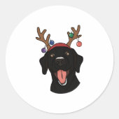 Kerstzwart lab ronde sticker (Voorkant)