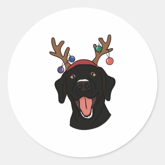 Kerstzwart lab ronde sticker (Voorkant)
