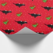kerstzwart labrador puppy Wrapping Paper Cadeaupapier (Hoek)