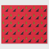 kerstzwart labrador puppy Wrapping Paper Cadeaupapier (Vlak)
