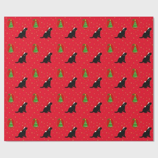 kerstzwart labrador puppy Wrapping Paper Cadeaupapier (Vlak)