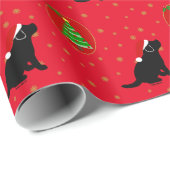 kerstzwart labrador puppy Wrapping Paper Cadeaupapier (Rol Hoek)