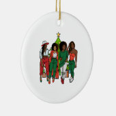 Kerstzwart meisje Magic Melanin Women Sista Fun Keramisch Ornament (Rechts)