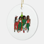 Kerstzwart meisje Magic Melanin Women Sista Fun Keramisch Ornament (Links)