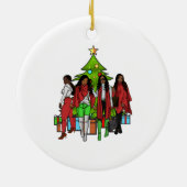 Kerstzwart meisje Magic Melanin Women Sista Fun Keramisch Ornament (Achterkant)