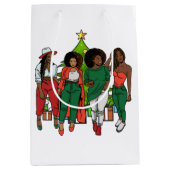 Kerstzwart meisje Magic Melanin Women Sista Fun Medium Cadeauzakje (Voorkant)