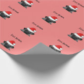 Kerstzwart, realistisch pug-puppy Painting Cadeaupapier (Hoek)