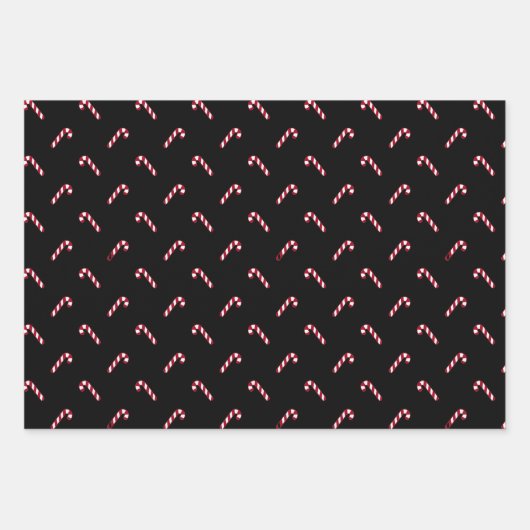Kerstzwart rood wit snoepgoed inpakpapier vel (Voorkant)