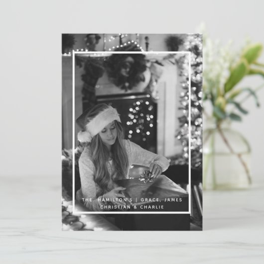 Kerstzwart White - Eenvoudige foto op maat Feestdagenkaart (Staand voorkant)