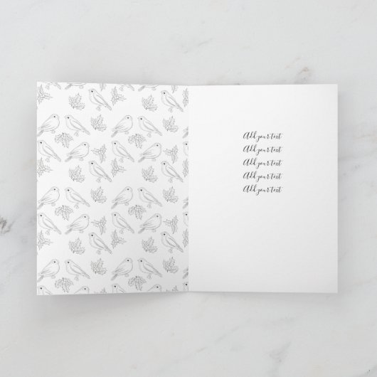 Kerstzwart wit goudfloranje feestdagen kaart (Binnen)