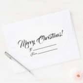 Kerstzwart wit naar blanco script schattig ovale sticker (Envelop)