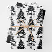 Kerstzwart-wit patroon inpakpapier vel (In situ)