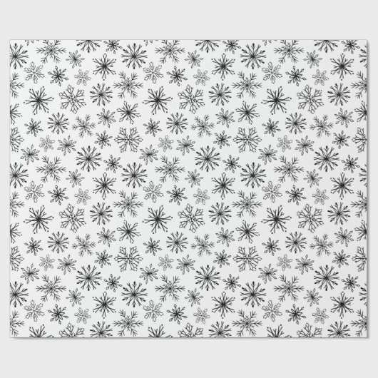 Kerstzwart-wit Snowflake-patroon Cadeaupapier (Vlak)