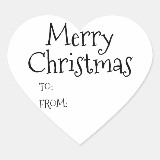Kerstzwart wit tot blanco schattig hart sticker (Voorkant)