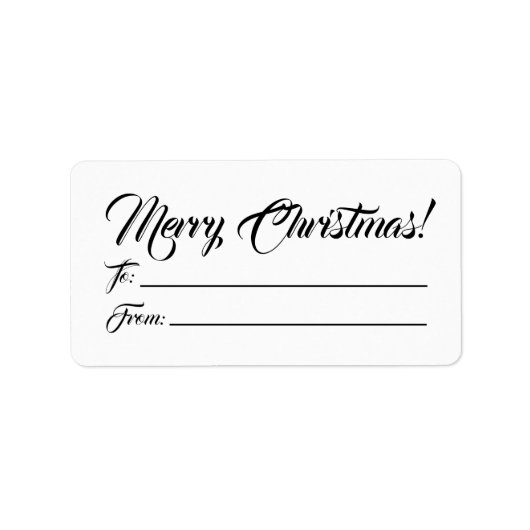 Kerstzwart wit tot blanco script elegant etiket (Voorkant)