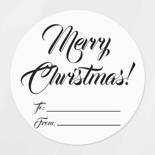 Kerstzwart wit tot blanco script elegant labels (Design 1)