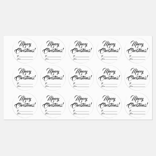 Kerstzwart wit tot blanco script elegant labels (Vel)
