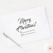 Kerstzwart wit tot blanco script elegant ovale sticker (Envelop)