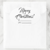 Kerstzwart wit tot blanco script elegant ovale sticker (Tas)