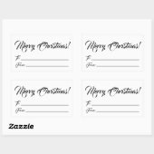 Kerstzwart wit tot blanco script elegant rechthoekige sticker (Vel)