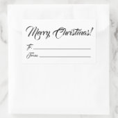 Kerstzwart wit tot blanco script elegant rechthoekige sticker (Tas)