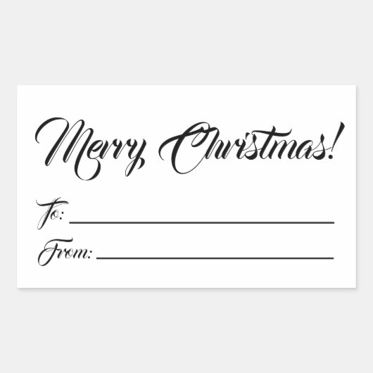 Kerstzwart wit tot blanco script elegant rechthoekige sticker (Voorkant)