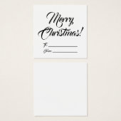 Kerstzwart wit tot blanco script elegant vierkante visitekaartjes (Voorkant /achterkant)