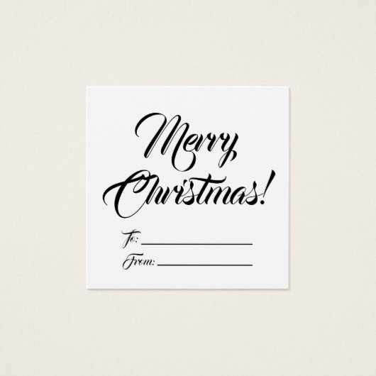 Kerstzwart wit tot blanco script elegant vierkante visitekaartjes (Voorkant)