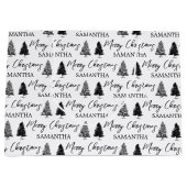 Kerstzwart-witte Kerstmis Rustige pineboom Groot Cadeauzakje (Voorkant)